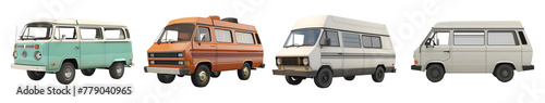 Pack of Vintage Van on Transparent background - Ai Generated