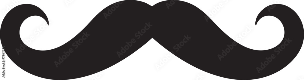 Curly Cascade Doodle Moustache Vector Illustration Artistic Adornment Doodle Moustache Logo Design