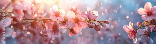Cherry Blossoms, Hanami Festival, Sakura season, Serene beauty, 3D Render, Soft Sunlight