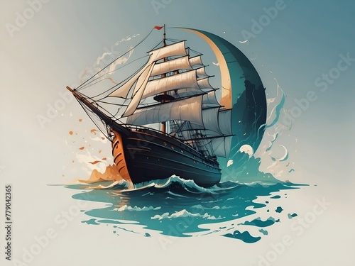 a pixel art of a sailboat in the ocean on breeze, regatta 