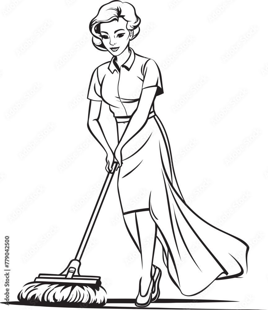 Radiant Royalty Female Cleaning Vector Logo Design Maid Magic Woman Mopping Floor Vector Emblem Radiant Royalty Female Cleaning Vector Logo Design Maid Magic Woman Mopping Floor Vector Emblem