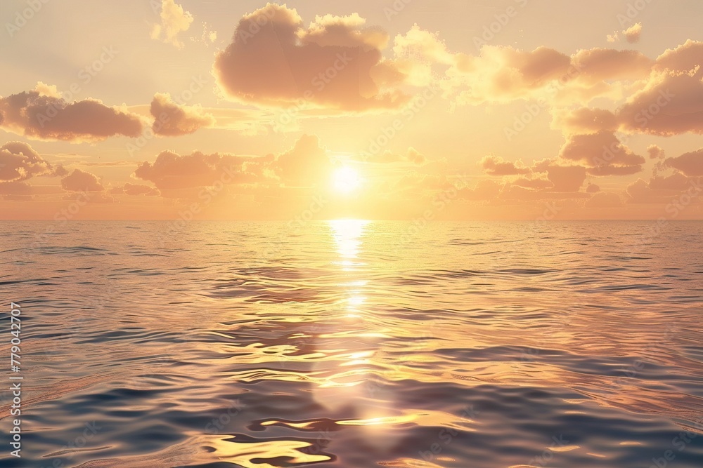 A sunrise over a calm sea, depicting the dawn of new opportunities and the brightness of success