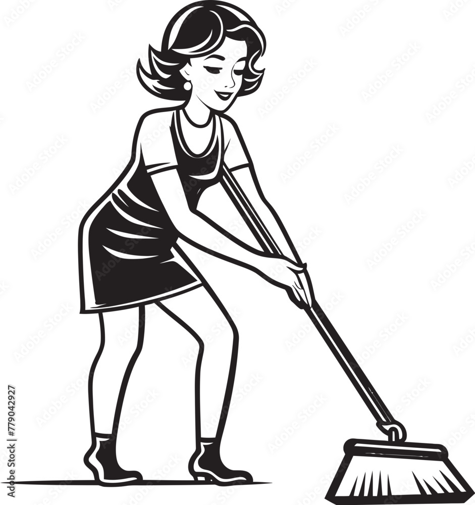 Maid Magic Female Floor Cleaner Vector Logo Design Sparkle Sorceress Woman Mopping Floor Vector Icon Maid Magic Female Floor Cleaner Vector Logo Design Sparkle Sorceress Woman Mopping Floor Vector Icon