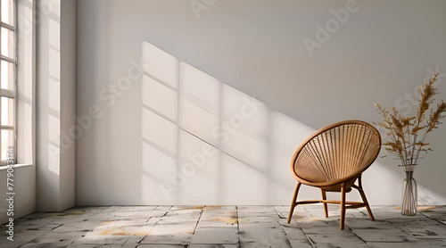 aesthetic chairs with light reflection from the window glass photo