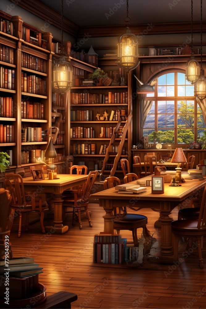 fantasy library interior