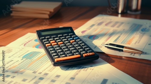 A photo of a calculator and financial documents.