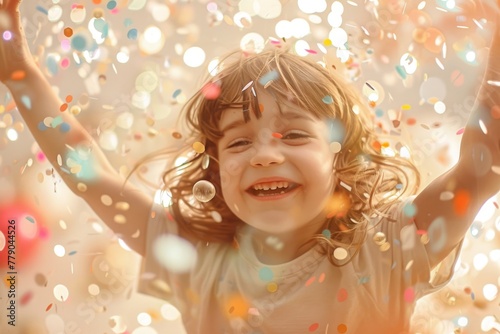 a child celebrating with confetti 