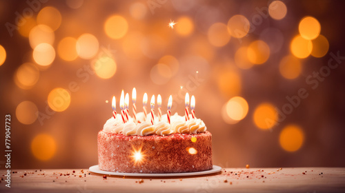 birthday cake with burning candles