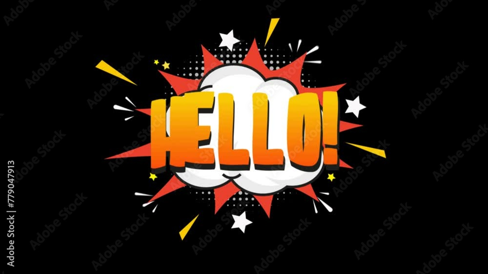Vidéo Stock HELLO pop art in comic style animation text video 4K ...