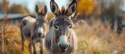 Eager Donkeys Await Snacks By The Roadside. Concept Donkeys, Snacks, Roadside, Eager, Await © Ян Заболотний