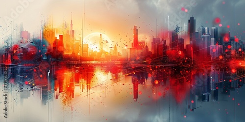 Background with abstract image of big city