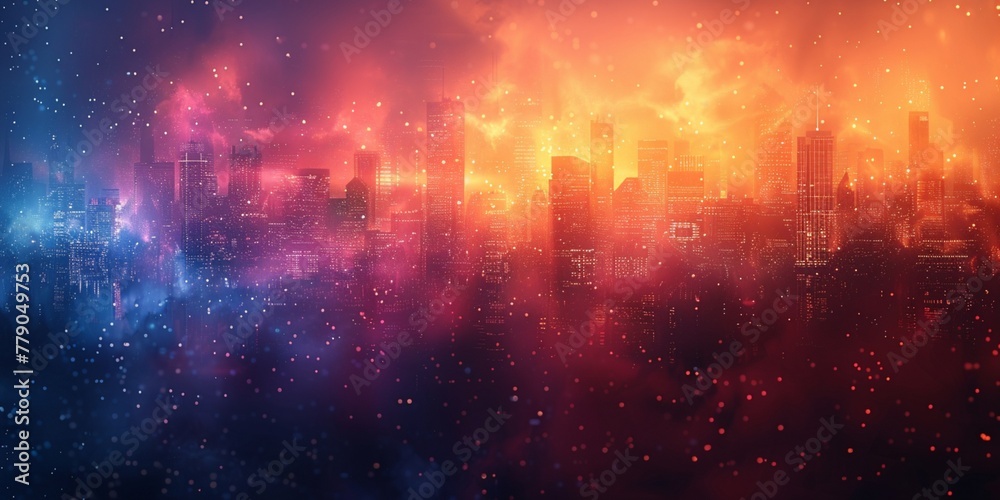 Background with abstract image of big city