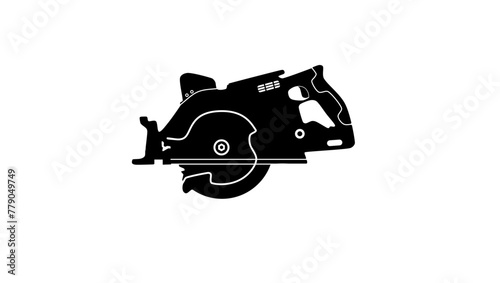 Cordless Rear Handle Circular Saw, black isolated silhouette