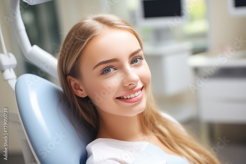 young pretty blonde girl at the dentist