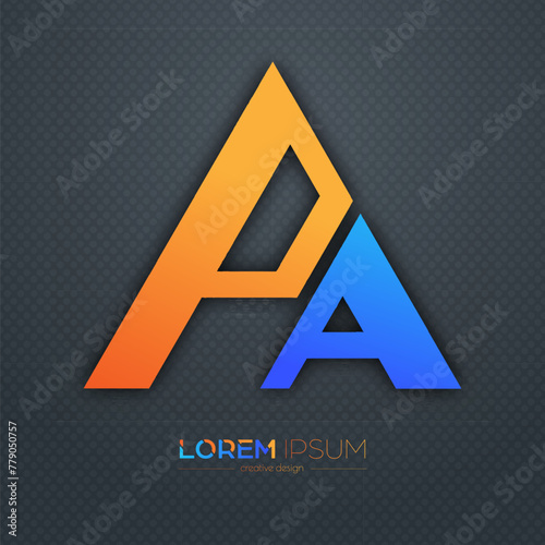 The design of the letters P and A. A logo template for a business card, corporate design, recognizable element of a brand or corporation. The idea of thematic creativity