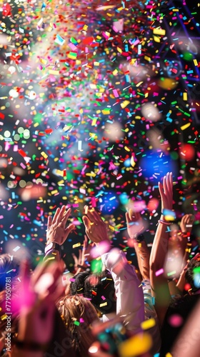 a photo of people celebrating with confetti 