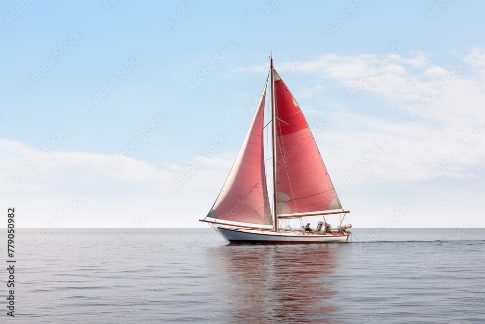 Fototapeta premium nice sailboat in the sea sailing at outdoor