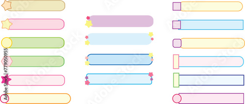 Set of cute title frame, text box, label, tag. Vector illustration for decoration , journaling, planner, cute headings