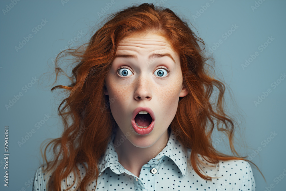 Young pretty Redhead girl over colorful background Young pretty Redhead girl over colorful background