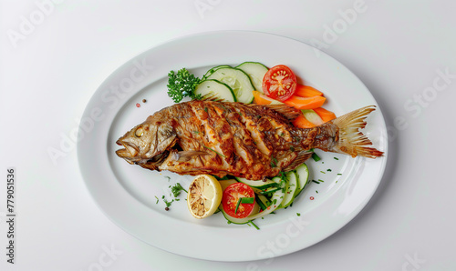 Savory Delicacy: Crispy Fish with Fresh Garden Veggies

