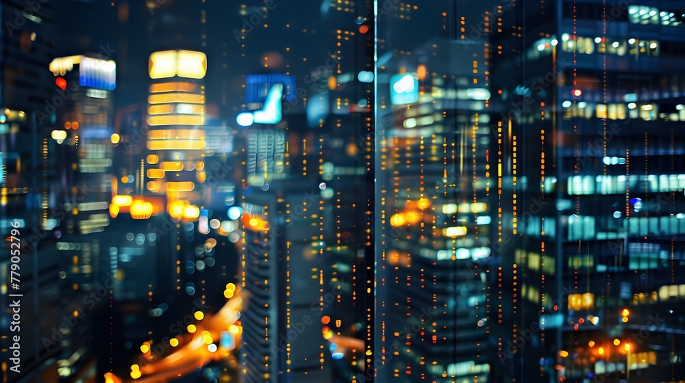 Mesmerizing Nighttime Cityscape with Glimmering Skyscrapers and Vibrant Lights Reflecting on the Urban Landscape Mesmerizing Nighttime Cityscape with Glimmering Skyscrapers and Vibrant Lights Reflecting on the Urban Landscape