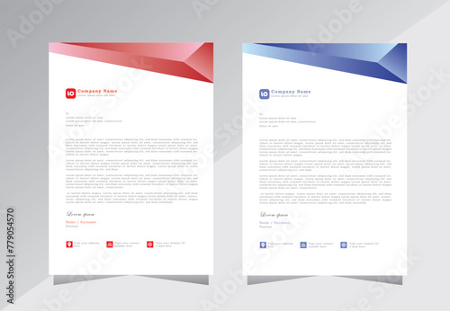 Blue and Red Modern Business Letterhead Design Template, Abtract Letterhead Design, Letterhead Template