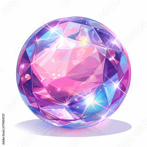 Radiant Pink Crystal Sphere, Mystical Orb Illustration with Copy Space