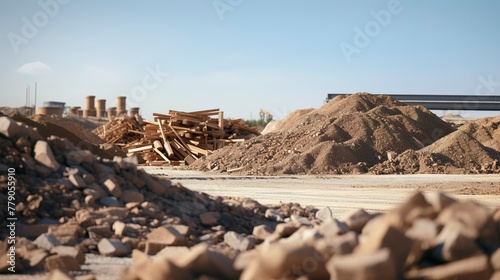 A photo of a construction site with a pile of gravel.