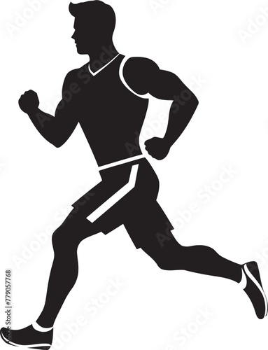 Trailblazing Tempo Man Running Vector Icon City Stride Urban Man Running Vector Emblem