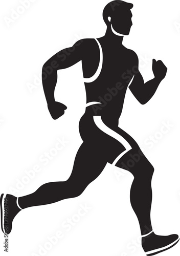 Fitness Pursuit Jogging Man Vector Logo Design Trailblazing Trek Man Running Vector Icon © BABBAN