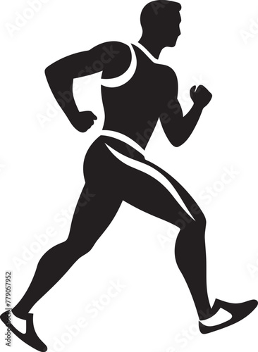 Urban Stride Man Running Vector Icon Fitness Pursuit Jogging Man Vector Emblem