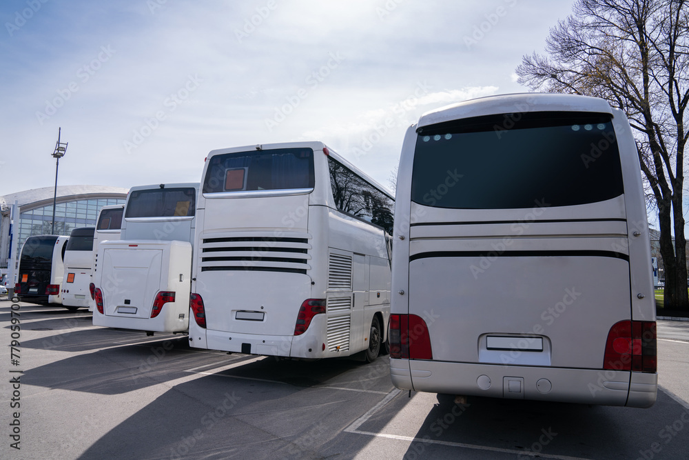 Bus station. Parking of tourist buses