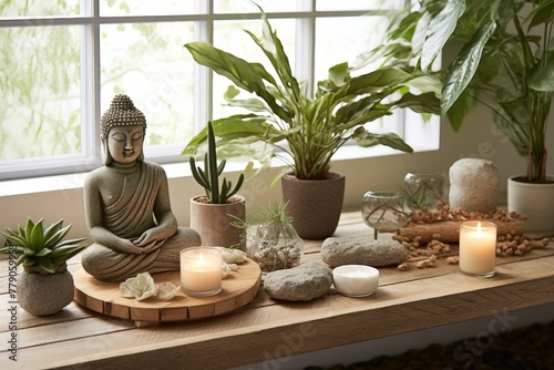Bring the outdoors in with nature-inspired elements. Explore the use of natural materials, indoor plants, and soothing earthy tones to create a connection with nature within your Zen retreat. © Pixel Alchemy