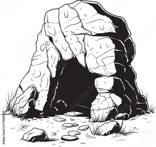 Fossil Fantasy Stone Cave Vector Symbol Paleolithic Pride Prehistoric Stone Cave Logo Design