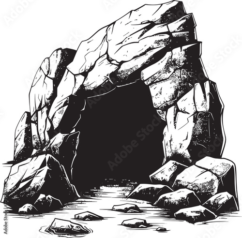Archaic Enclave Prehistoric Cave Logo Design Megalithic Mystery Stone Cave Vector Icon