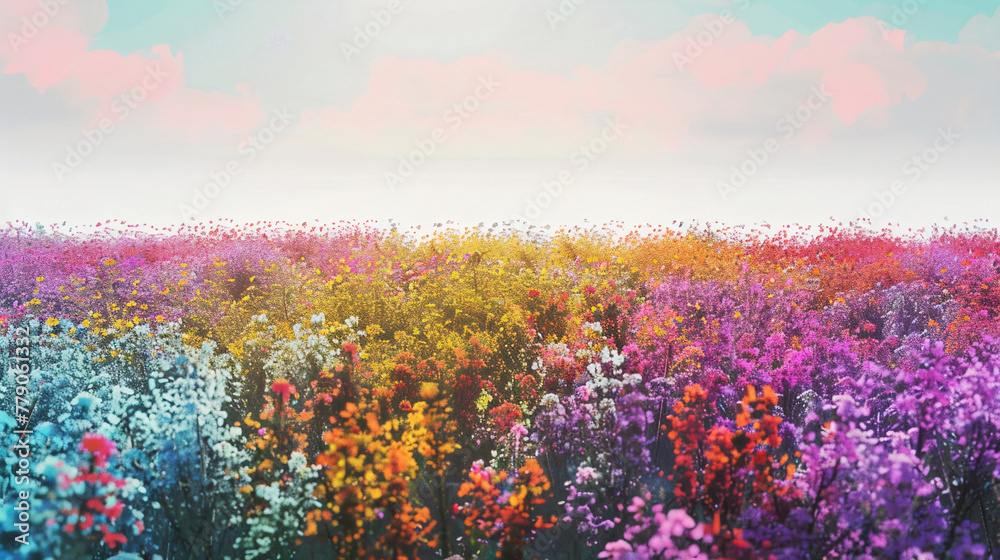 Obraz premium spring, summer, background, plant, nature, field, flower, beautiful, floral, natural, blossom, flora, meadow, beauty, white, bloom, garden, grass, green, colorful, outdoor, blooming, landscape, color,