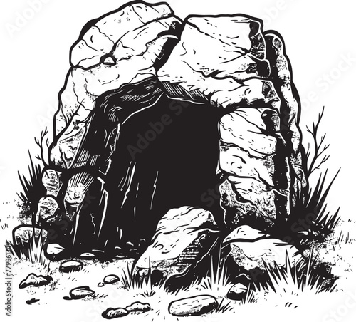 Neolithic Nook Stone Cave Vector Design Tribal Trove Prehistoric Cave Vector Icon