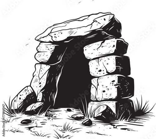 Megalithic Mystery Cave Logo Design Primordial Passage Stone Cave Symbol