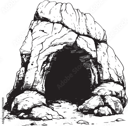 Primal Sanctuary Stone Cave Vector Design Stone Age Sanctuary Prehistoric Cave Logo Icon