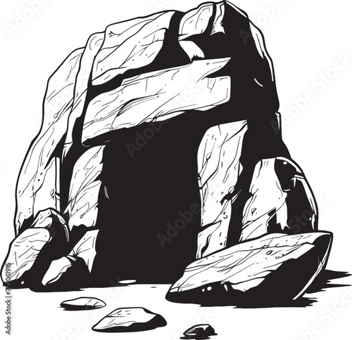 Ancient Abode Stone Cave Vector Emblem Primitive Hideout Prehistoric Stone Cave Logo Symbol