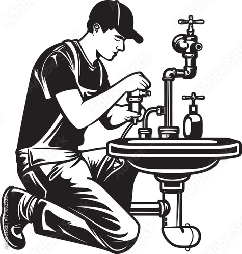 Plumb Pioneer Innovative Plumbing Repair Logo Design Drip Doctor Plumbing Worker Repairs Vector Emblem