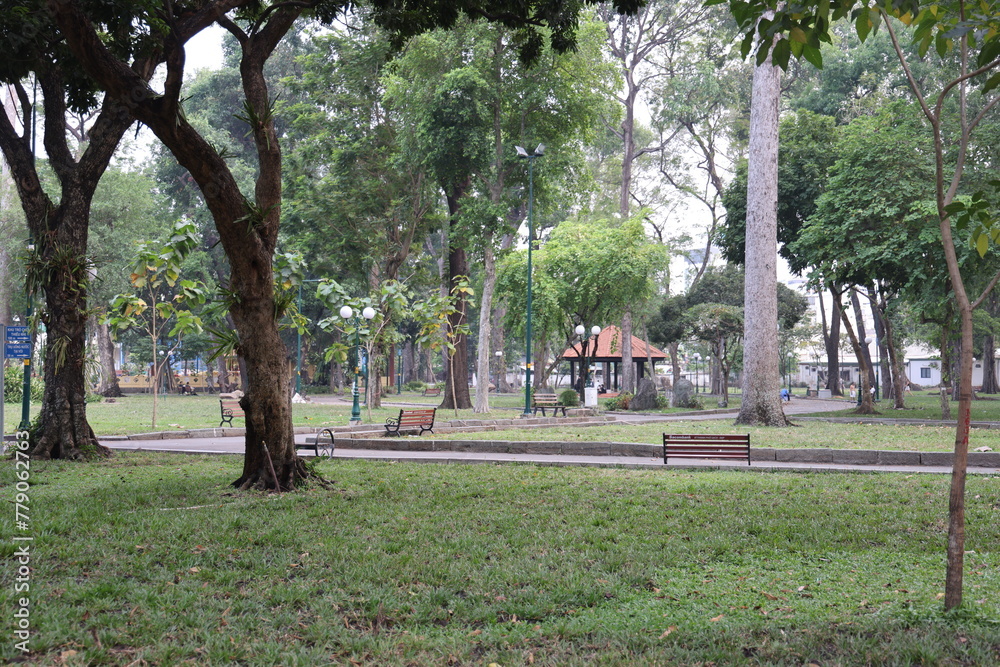 Tao Dan Park in Saigon, Vietnam on March 4, 2024