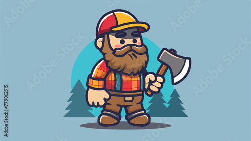 Wood lumberjack mascot hold the axe mascot logo cha