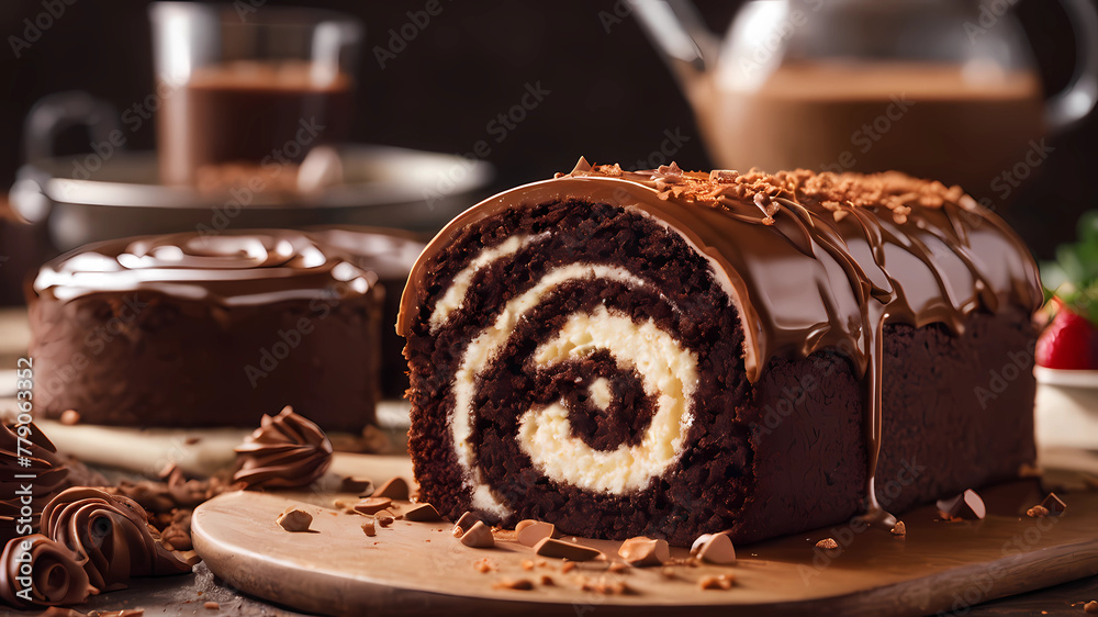 Chocolate soft serve cone dramatically lit with a splash of milk, presented like a luxury item in an advertisement.