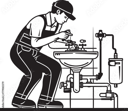 Fix It Genius Worker Repair Vector Design Tap Tamer Plumbing Worker Repairs Logo Icon