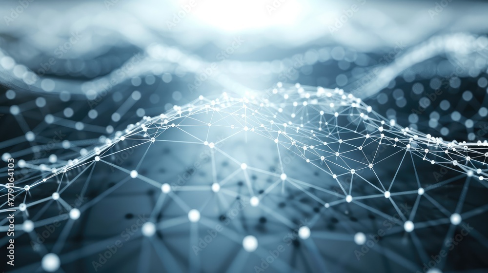 Obraz premium Technology network data connection. Digital data network and cyber security concept. Social Network Connections Future Abstract Background. Generative AI.