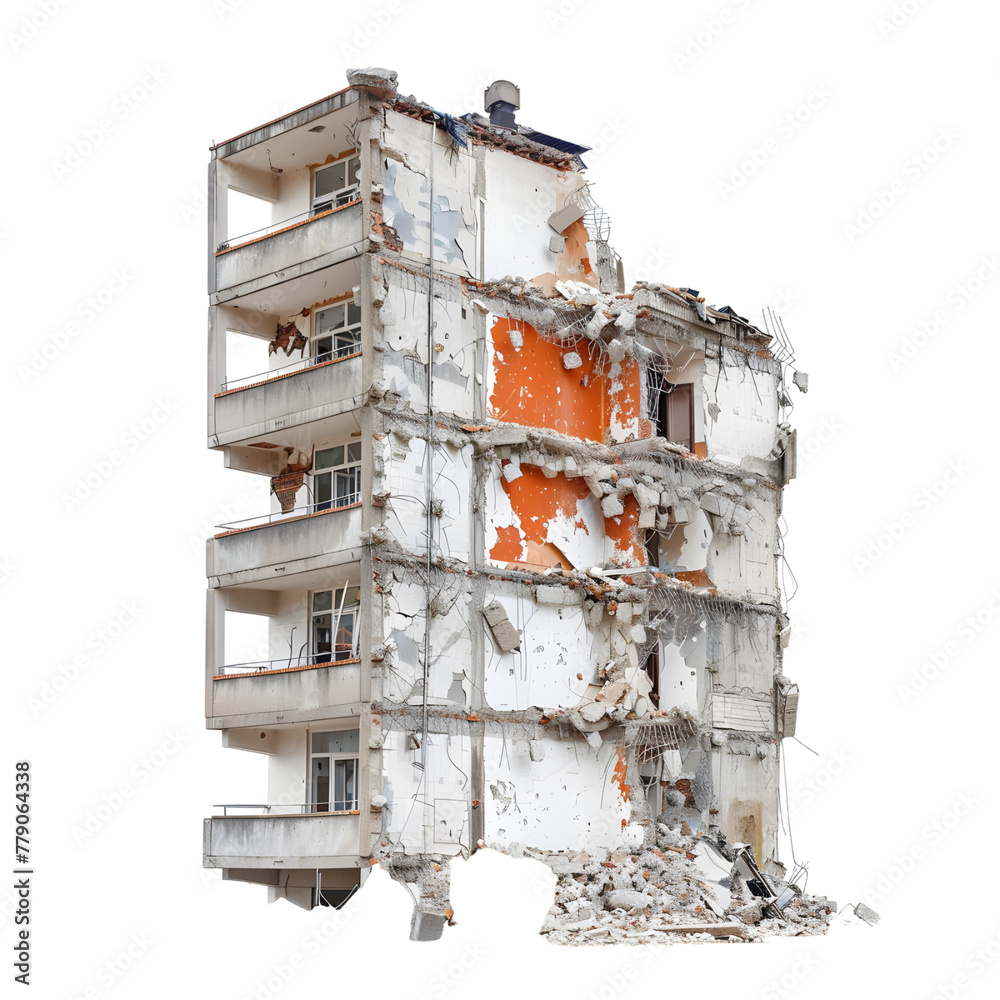 demolished building isolated on transparent background demolished building isolated on transparent background
