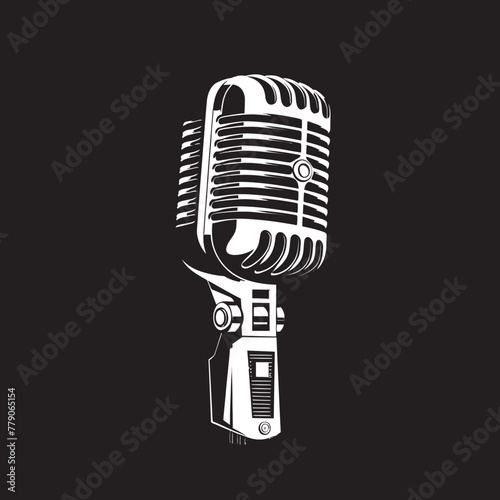 Iconic Acoustics Retro Microphone Emblem Icon Vintage Vocal Vintage Microphone Logo Symbol