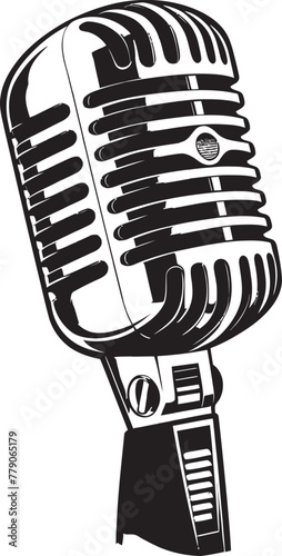 Vintage Vocalist Retro Microphone Vector Emblem Classic Croon Vintage Microphone Logo Design