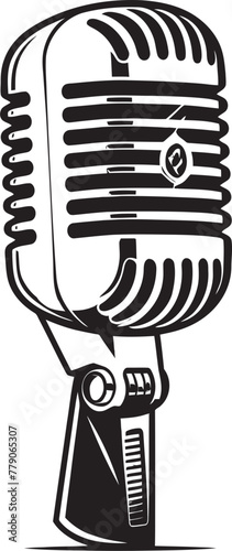 Vintage Vibration Retro Microphone Emblem Icon Old School Sound Vintage Microphone Logo Symbol